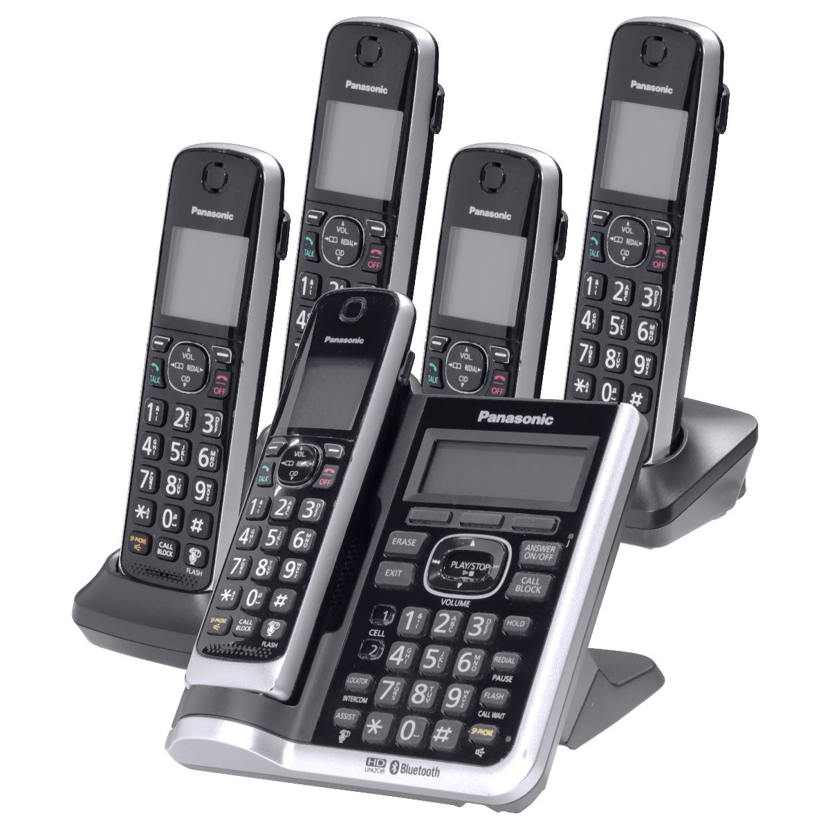 Panasonic KX-TG885SK DECT 6.0 Link2Cell Bluetooth Answering System w/5 Handsets Networking - VoIP Home Phones Panasonic    - Simple Cell Bulk Wholesale Pricing - USA Seller