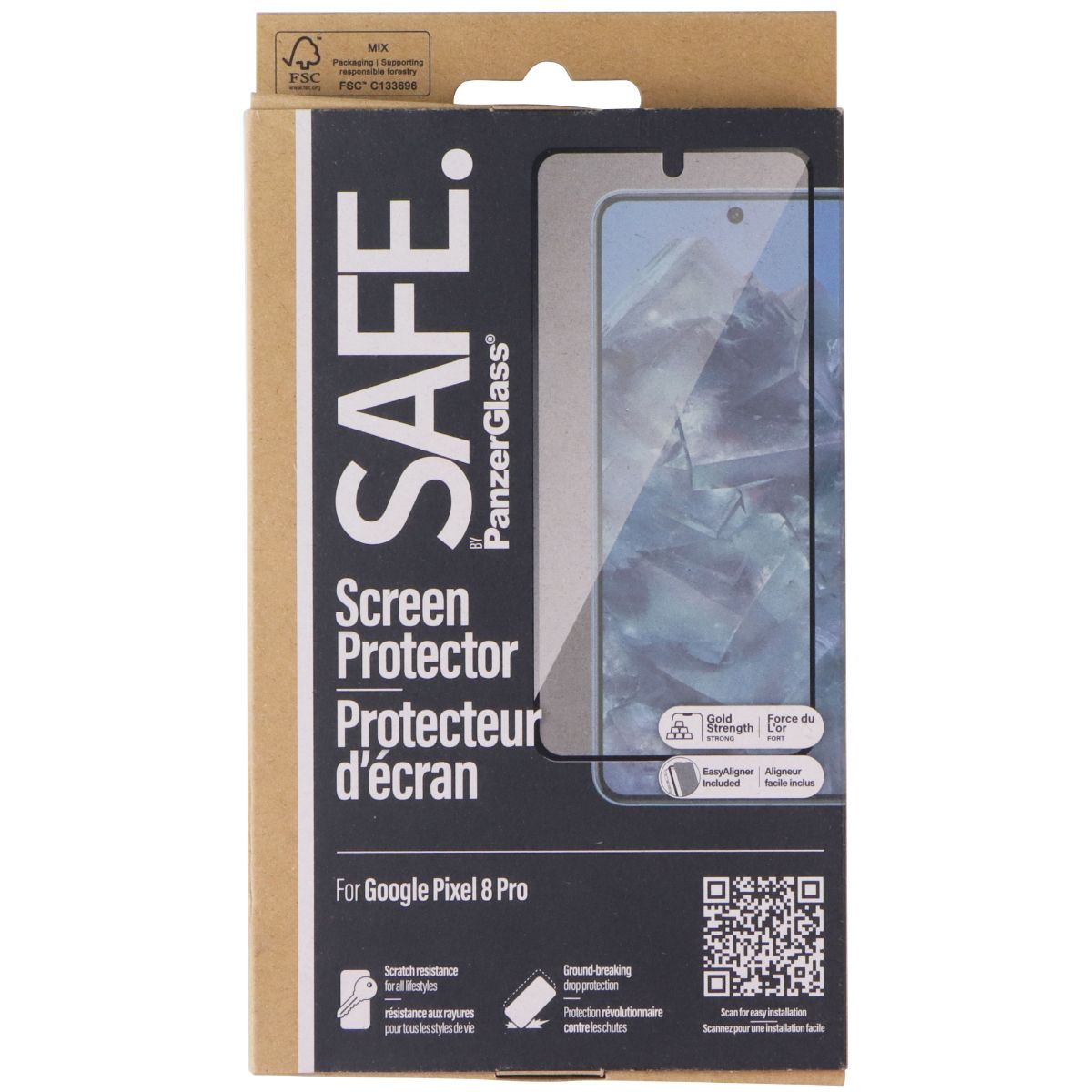 PanzerGlass SAFE. Series Tempered Glass Screen Protector for Google Pixel 8 Pro Cell Phone - Screen Protectors PanzerGlass - Simple Cell Bulk Wholesale Pricing - USA Seller