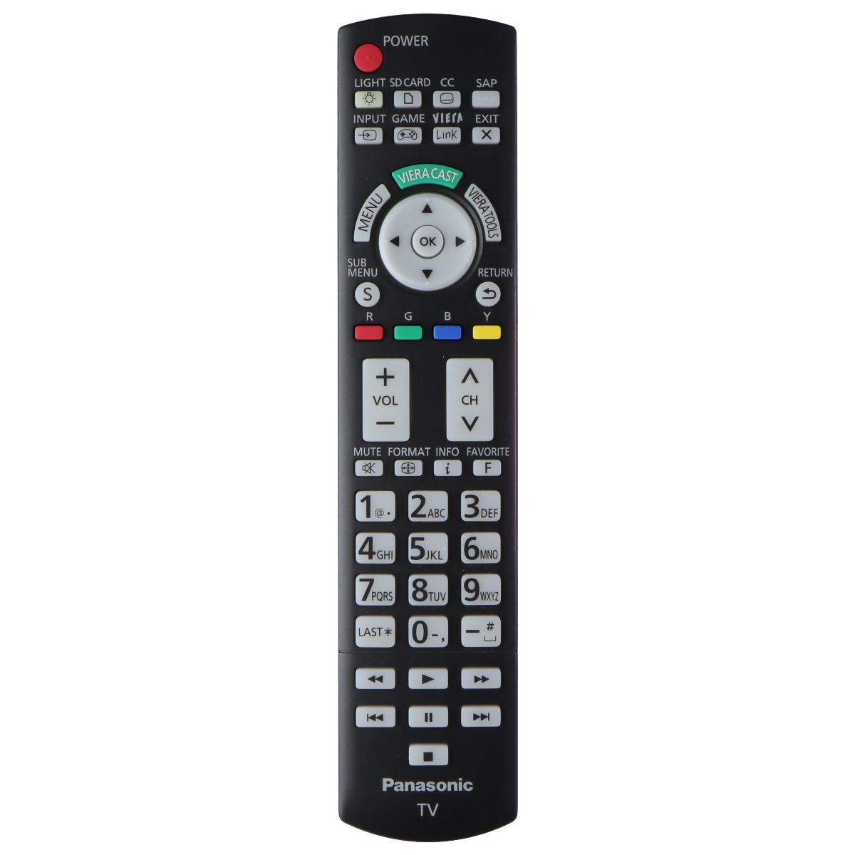 Panasonic OEM TV Remote Control - Black (N2QAYB000486) TV, Video & Audio Accessories - Remote Controls Panasonic - Simple Cell Bulk Wholesale Pricing - USA Seller