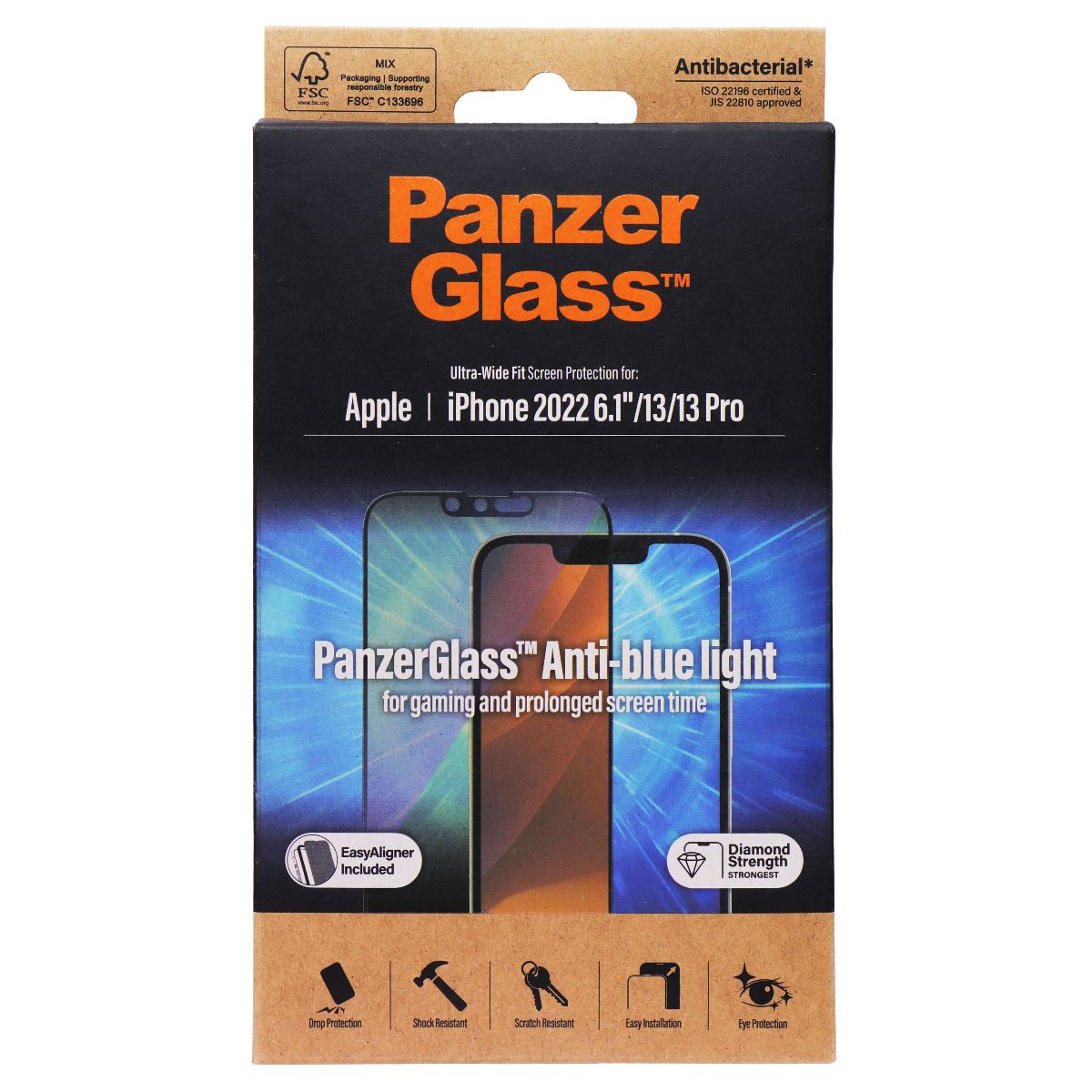 PanzerGlass Ultra-Wide Anti-Blue Screen Protector for Apple iPhone 14/13/13 Pro Cell Phone - Screen Protectors PanzerGlass - Simple Cell Bulk Wholesale Pricing - USA Seller