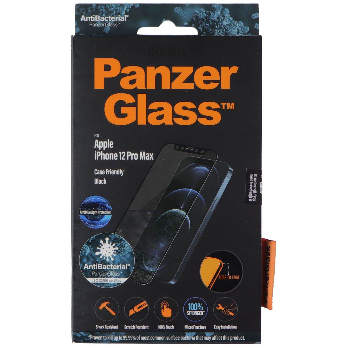 PanzerGlass Anti-Bluelight Screen Protector for iPhone 12 Pro Max - Black Edges Cell Phone - Screen Protectors PanzerGlass - Simple Cell Bulk Wholesale Pricing - USA Seller