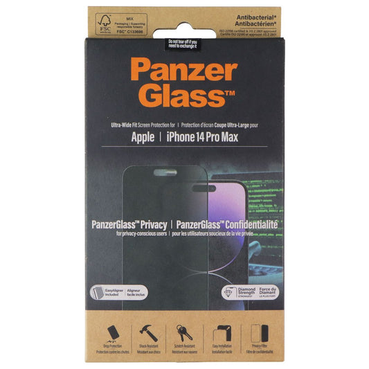 PanzerGlass Privacy Ultra-Wide Fit Screen Protector for Apple iPhone 14 Pro Max Cell Phone - Screen Protectors PanzerGlass - Simple Cell Bulk Wholesale Pricing - USA Seller