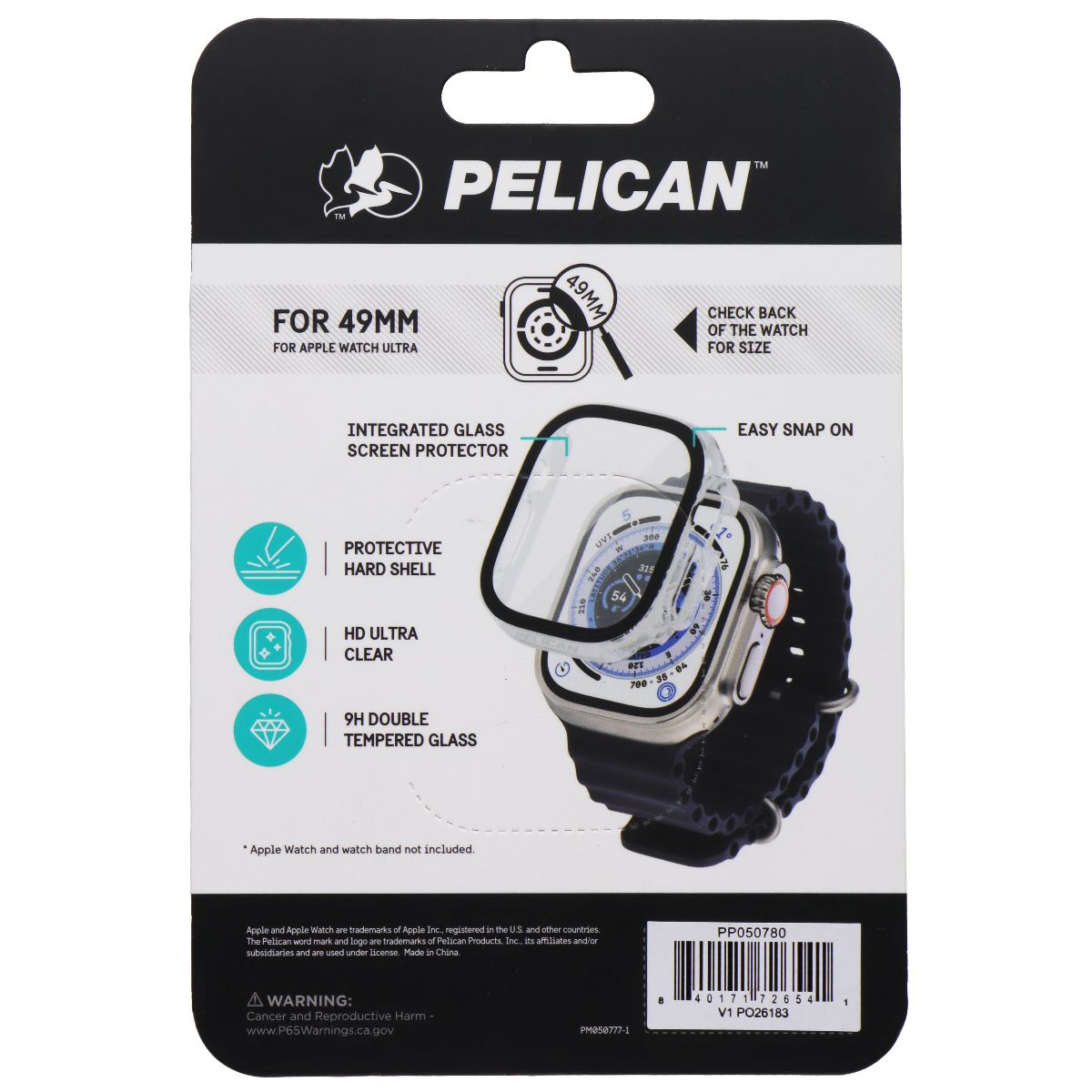 Pelican (49mm) Protector Watch Case for Apple Watch Ultra - Clear/Black Smart Watch Accessories - Smart Watch Cases Pelican - Simple Cell Bulk Wholesale Pricing - USA Seller