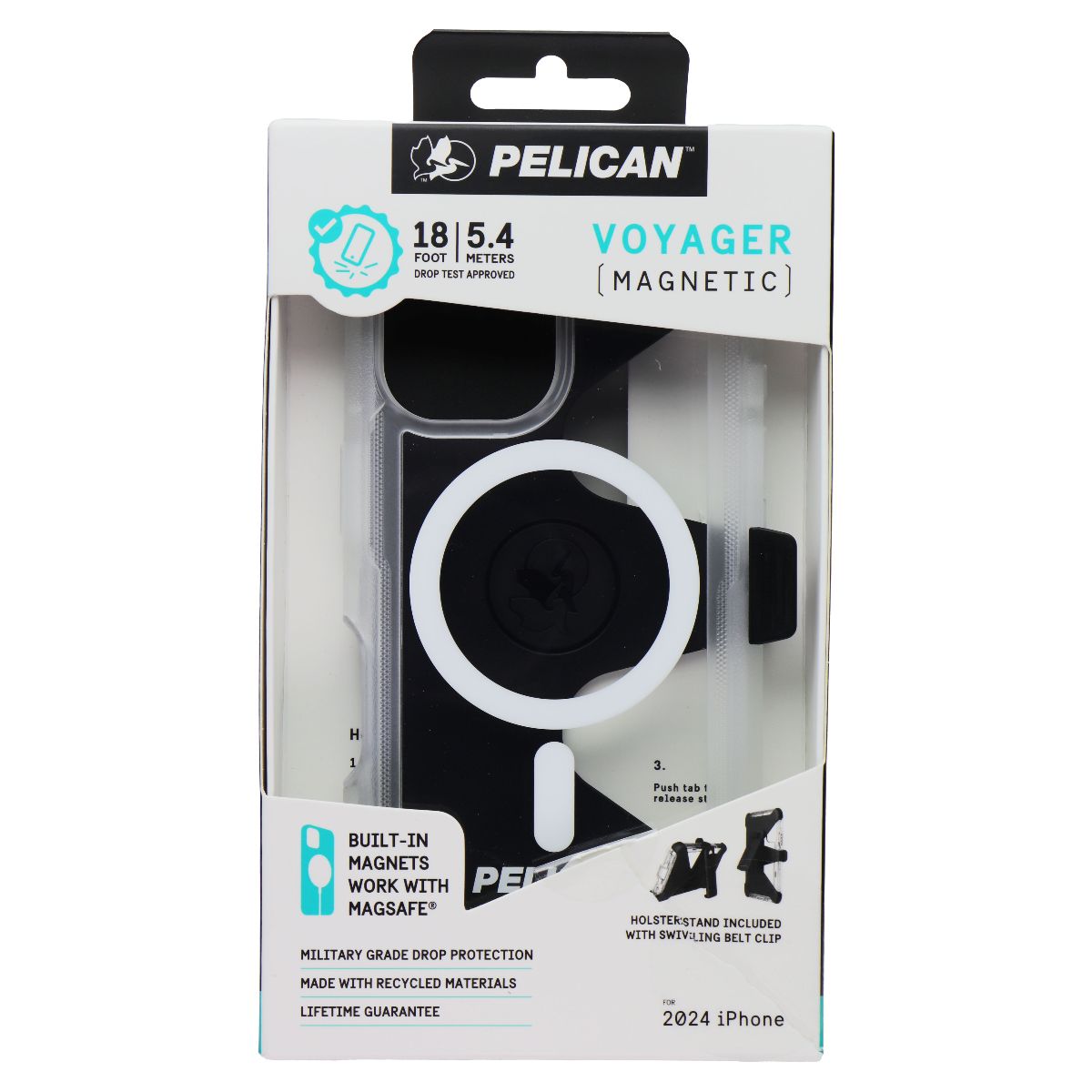 Pelican Voyager Case & Holster for MagSafe for Apple iPhone 16 - Clear Cell Phone - Cases, Covers & Skins Pelican - Simple Cell Bulk Wholesale Pricing - USA Seller