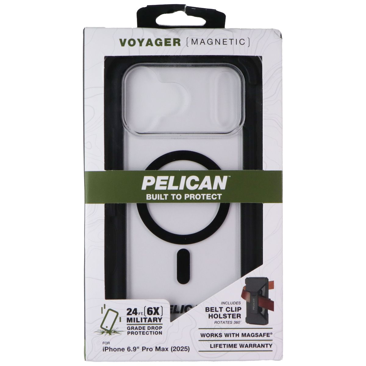 Pelican Voyager Case and Holster for MagSafe for iPhone 17 Pro Max - Black/Clear Cell Phone - Cases, Covers & Skins Pelican - Simple Cell Bulk Wholesale Pricing - USA Seller