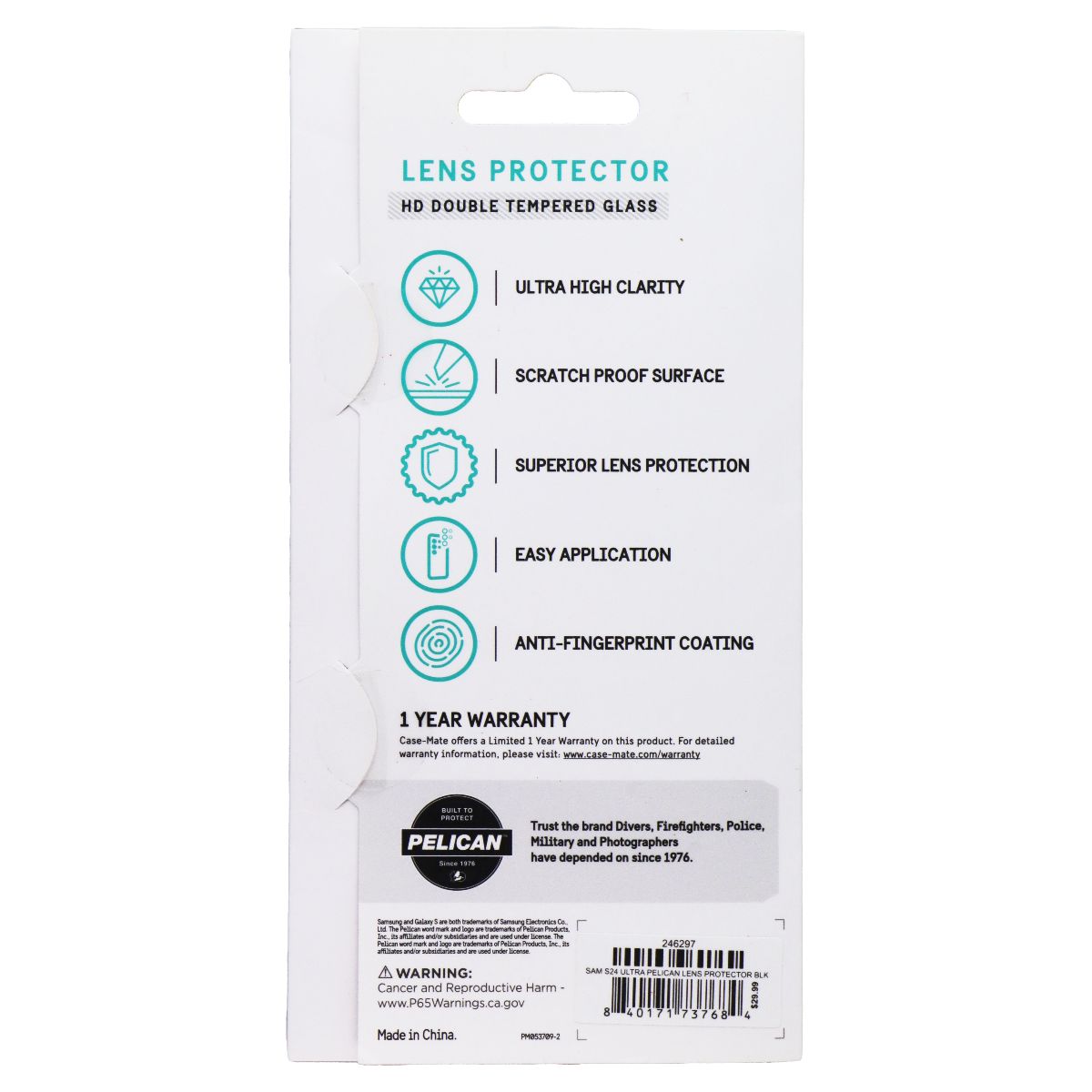 Pelican Aluminum Ring HD Camera Lens Protectors for Samsung Galaxy S24 Ultra Cell Phone - Screen Protectors Pelican - Simple Cell Bulk Wholesale Pricing - USA Seller