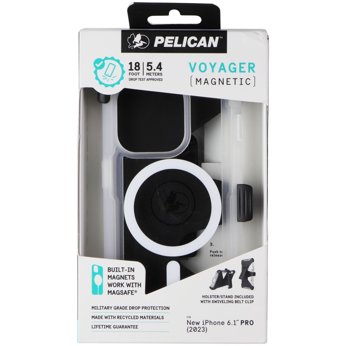 Pelican Voyager Case for MagSafe for Apple iPhone 15 Pro - Clear Cell Phone - Cases, Covers & Skins Pelican    - Simple Cell Bulk Wholesale Pricing - USA Seller
