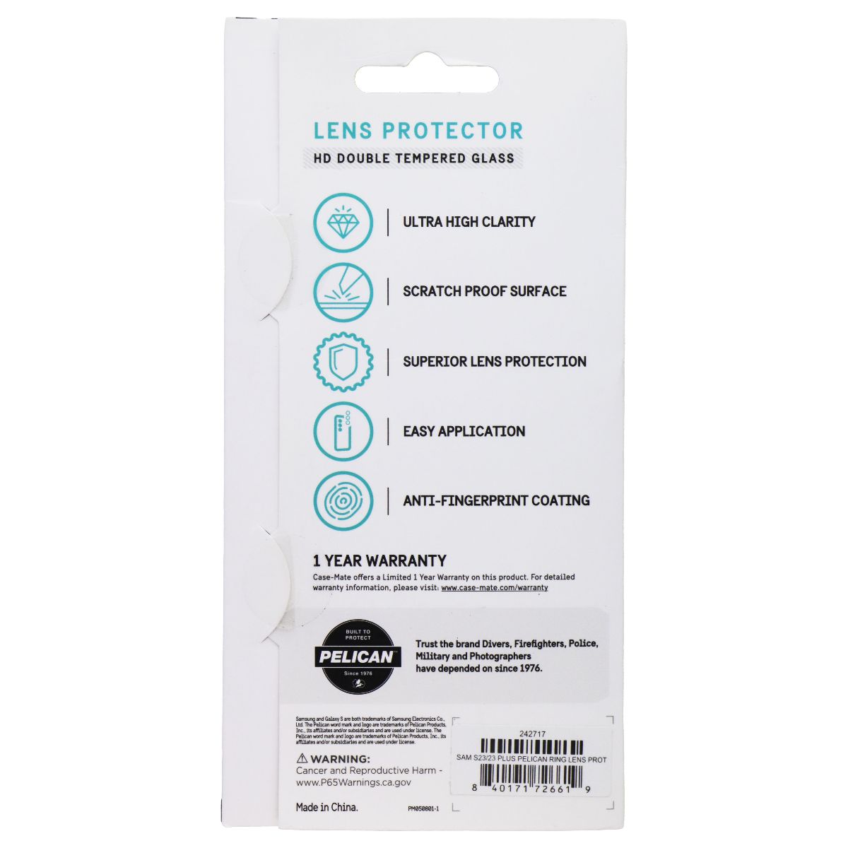 Pelican Metallic Ring HD Lens Protectors for Samsung Galaxy S23/S23 Plus Cell Phone - Screen Protectors Pelican - Simple Cell Bulk Wholesale Pricing - USA Seller