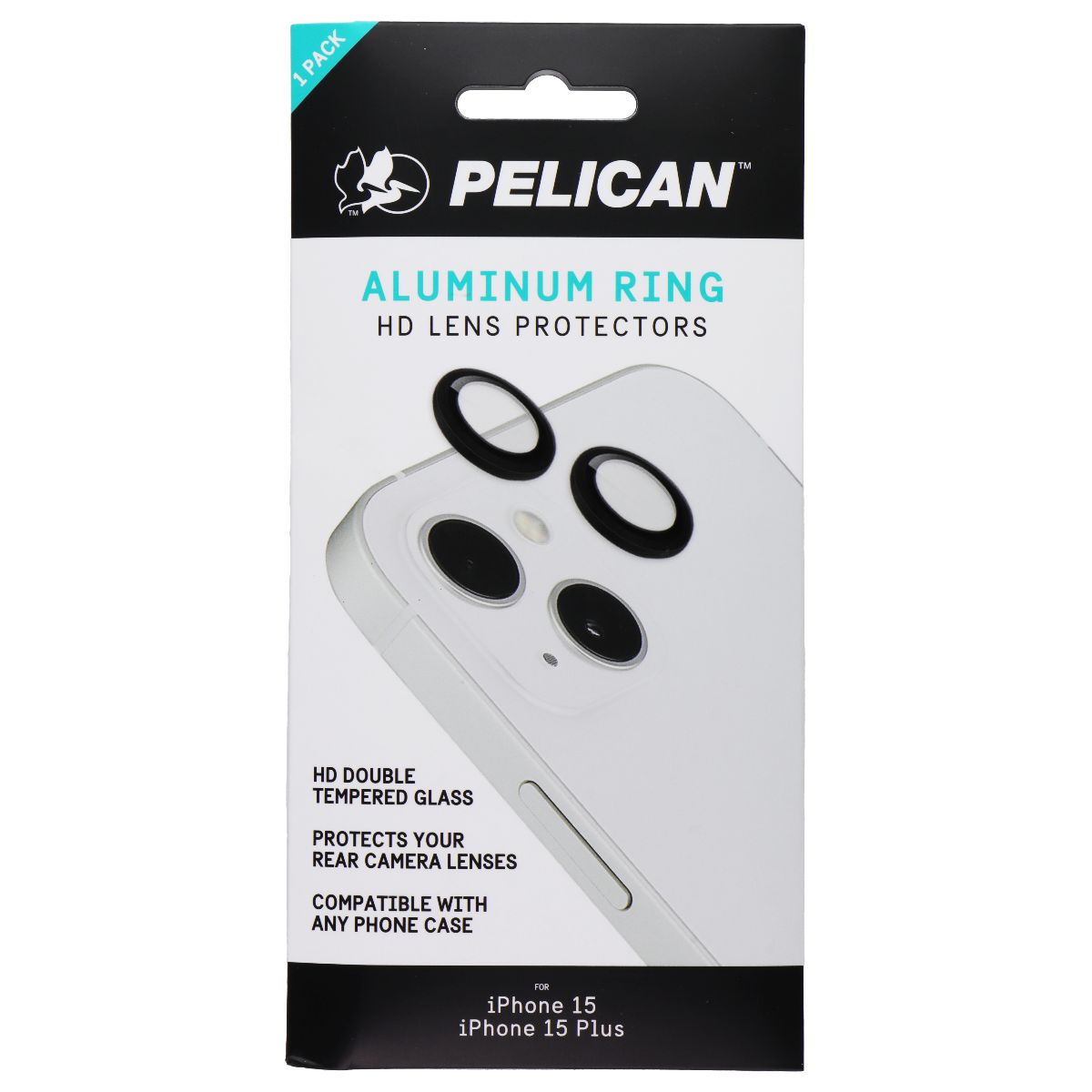 Pelican Aluminum Ring HD Lens Protectors for iPhone 15/15 Plus - Black Cell Phone - Screen Protectors Pelican - Simple Cell Bulk Wholesale Pricing - USA Seller