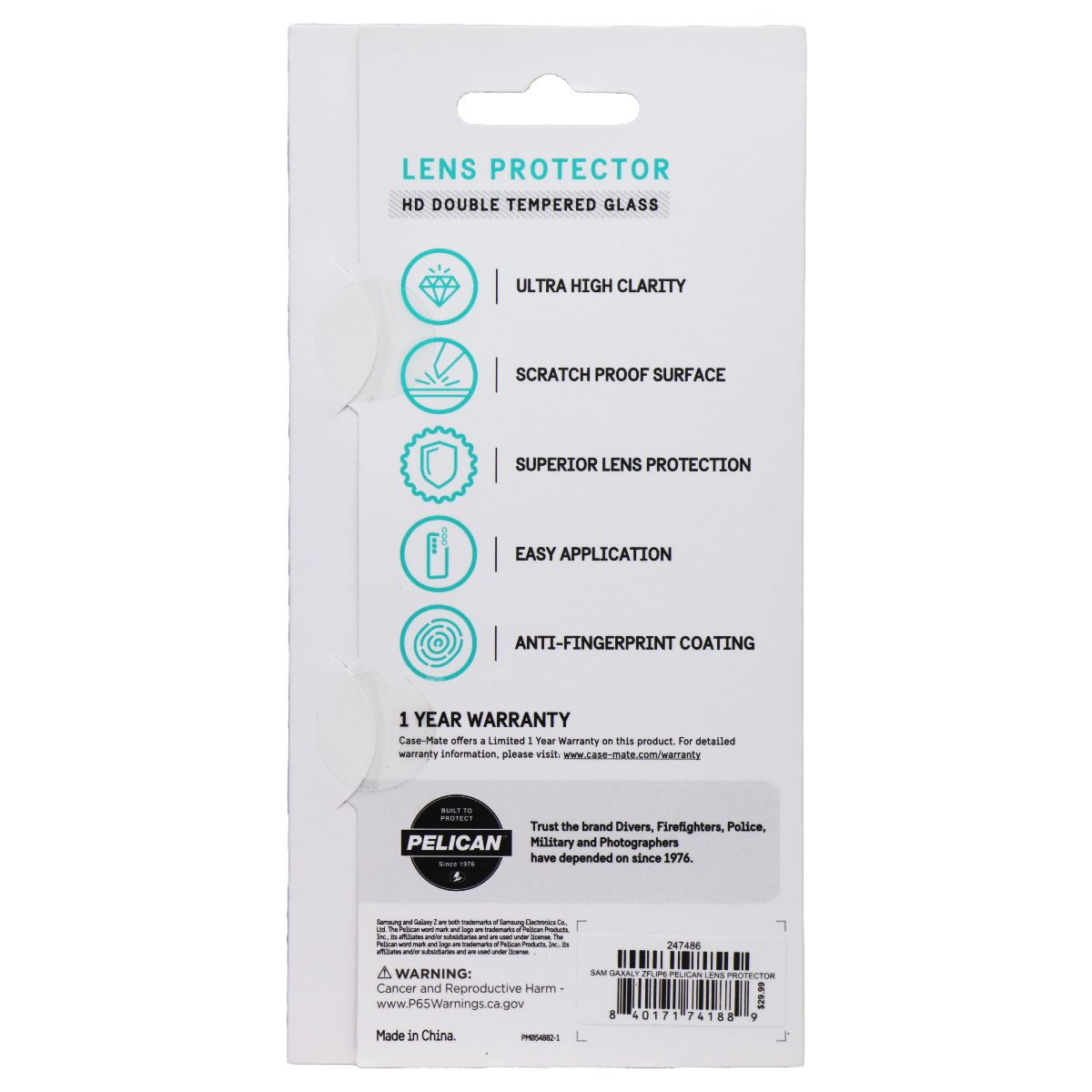 Pelican Aluminum Ring HD Lens Protector for Samsung Galaxy Z Flip6 - Black Cell Phone - Screen Protectors Pelican - Simple Cell Bulk Wholesale Pricing - USA Seller