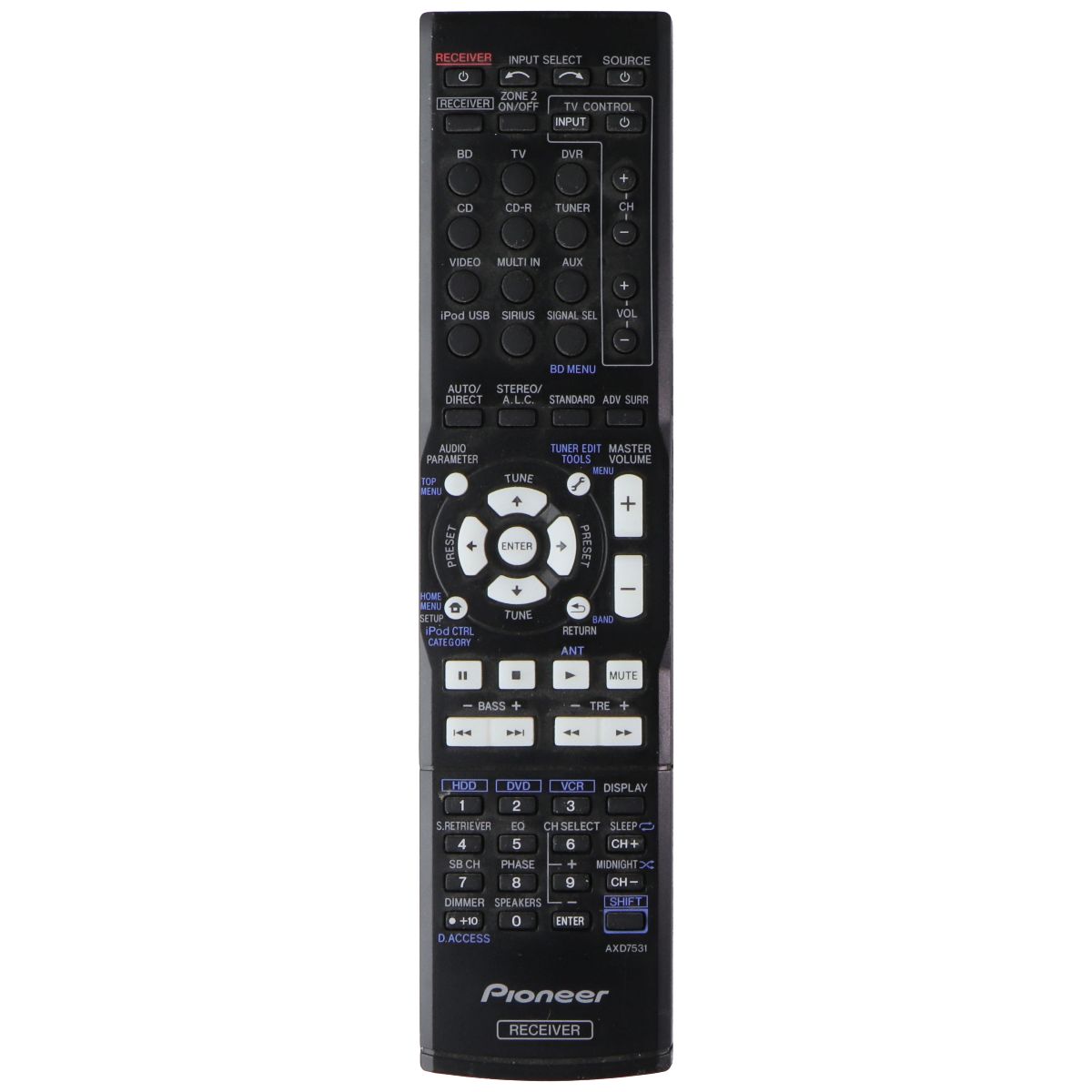 Pioneer OEM Replacement Remote (AXD7531) for AV Receiver TV, Video & Audio Accessories - Remote Controls Pioneer - Simple Cell Bulk Wholesale Pricing - USA Seller
