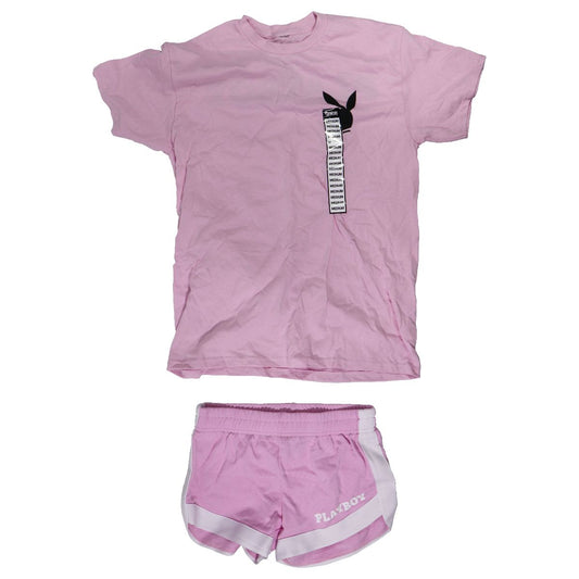 Cotton T-Shirt (M) and Shorts (S) Playboy Set - Pink Clothing & Accessories - Safety & Reflective Gear Playboy - Simple Cell Bulk Wholesale Pricing - USA Seller