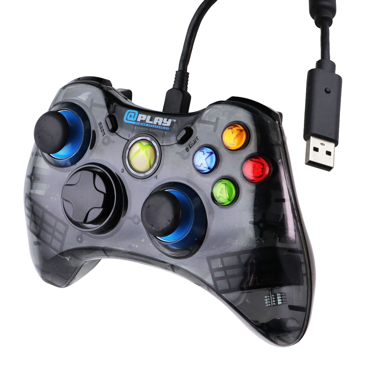 PLAY Wired Gaming Controller for Xbox 360 - Clear/Light Blue (GS-037-032)