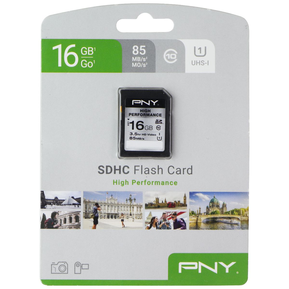 PNY 16GB High Performance SDHC Flash Memory Card - Class 10 USH-I U1 (85MB/s) Digital Camera - Memory Cards PNY - Simple Cell Bulk Wholesale Pricing - USA Seller