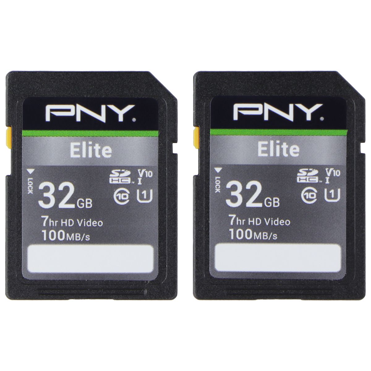 PNY 32GB Elite SDHC Flash Memory Card - Class 10 U1 V10 (100MB/s) - 2 Pack Digital Camera - Memory Cards PNY - Simple Cell Bulk Wholesale Pricing - USA Seller