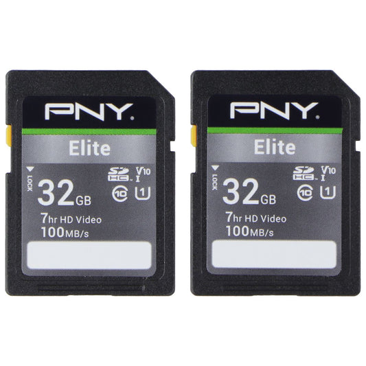 PNY 32GB Elite SDHC Flash Memory Card - Class 10 U1 V10 (100MB/s) - 2 Pack Digital Camera - Memory Cards PNY - Simple Cell Bulk Wholesale Pricing - USA Seller