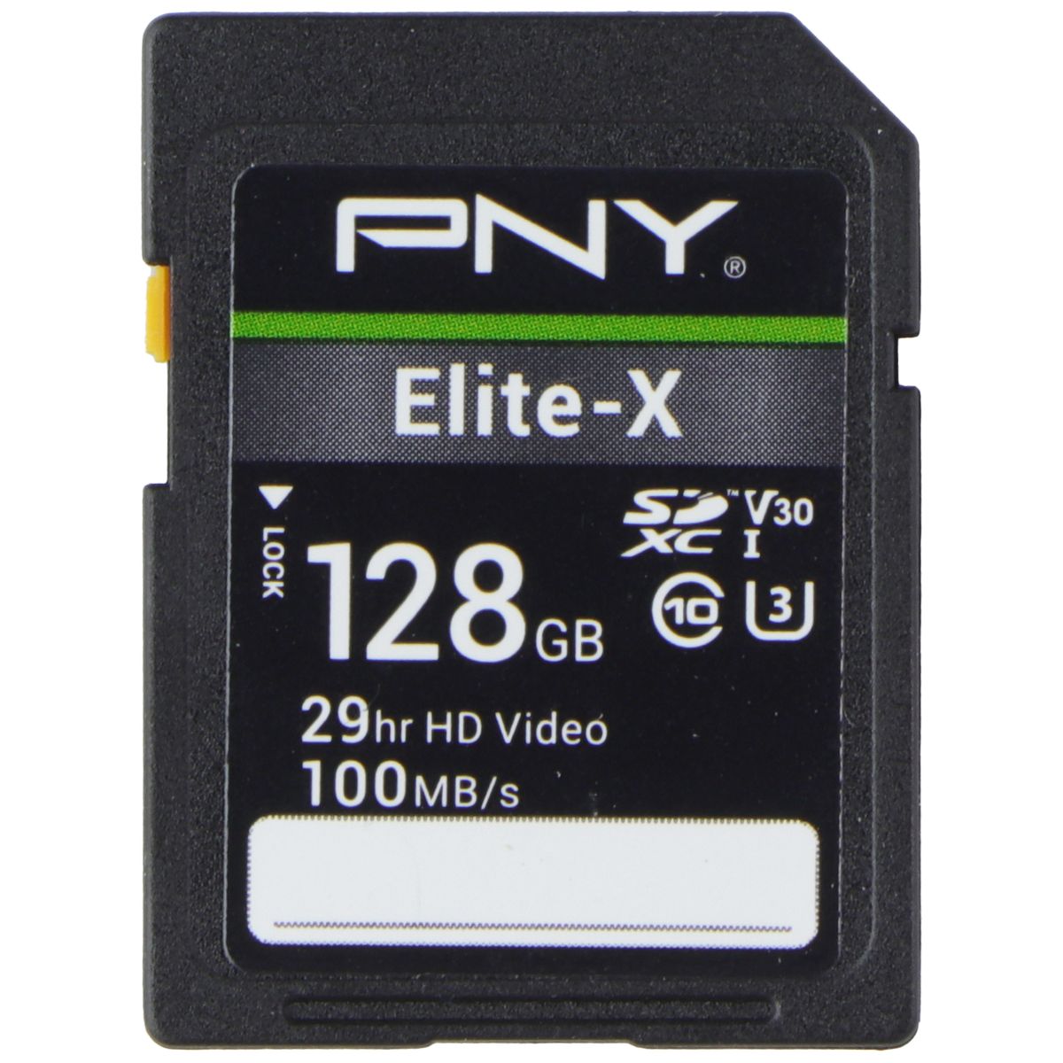 PNY 128GB Elite-X SDXC Flash Memory Card - Class 10 USH-I U3 V30 (100MB/s) Digital Camera - Memory Cards PNY - Simple Cell Bulk Wholesale Pricing - USA Seller