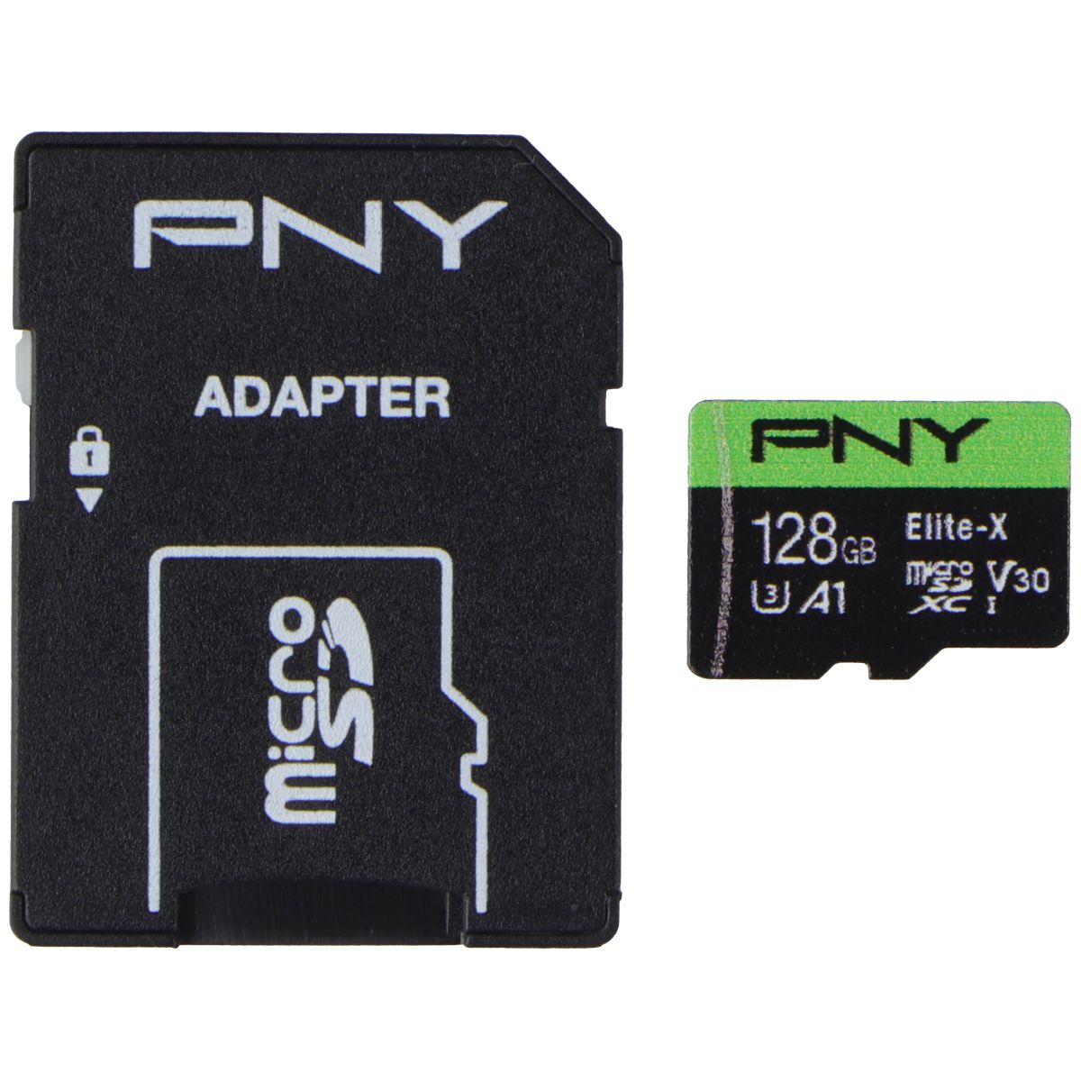PNY 128GB Elite-X microSDXC Card w/Adapter - Class 10 USH-I U3 V30 A1 (100MB/s) Digital Camera - Memory Cards PNY - Simple Cell Bulk Wholesale Pricing - USA Seller