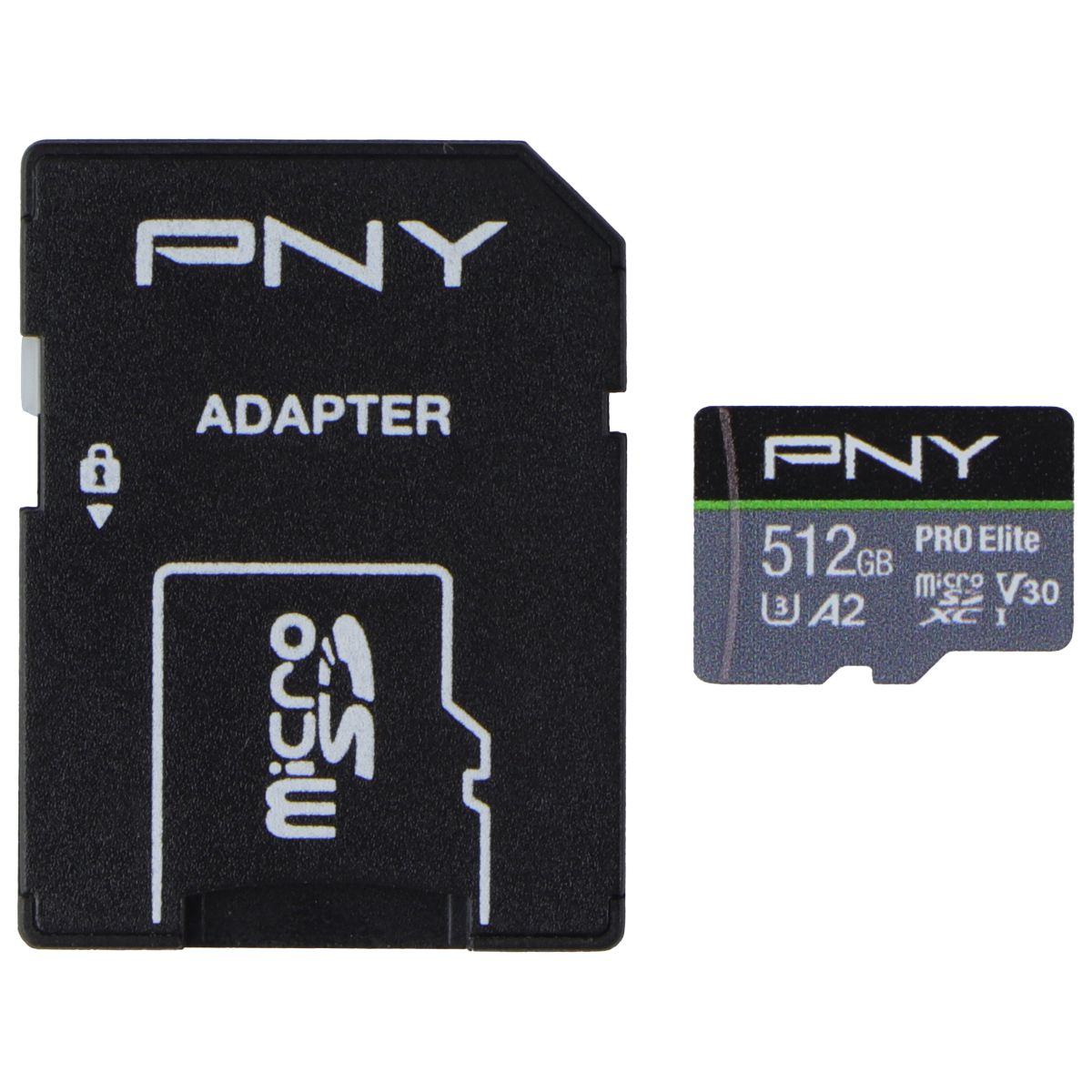 PNY 512GB PRO Elite microSDXC Flash Memory Card w/Adapter - Class 10 U3 100MB/s Digital Camera - Memory Cards PNY - Simple Cell Bulk Wholesale Pricing - USA Seller