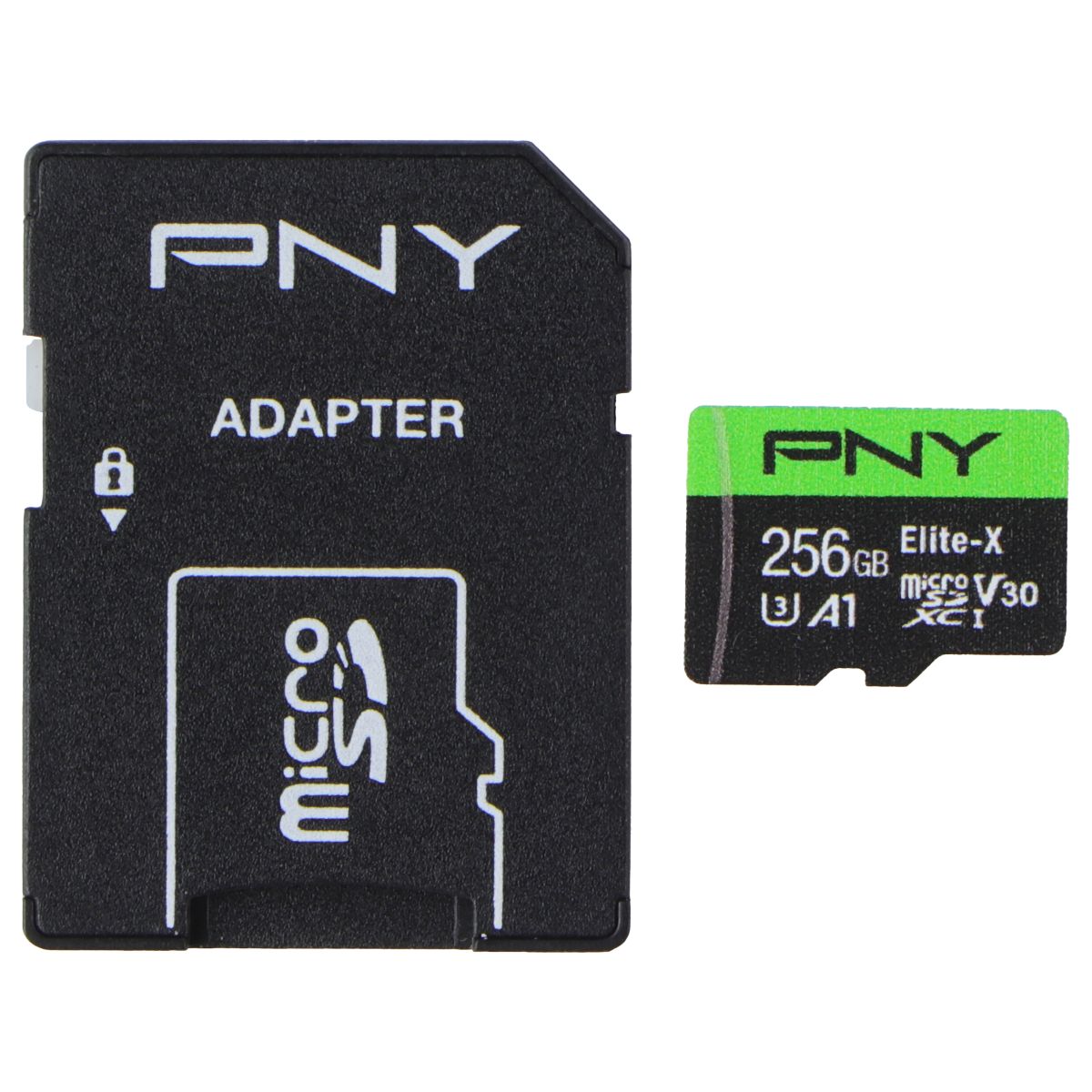 PNY 256GB Elite-X microSDXC Card w/Adapter - Class 10 USH-I U3 V30 A1 (100MB/s) Digital Camera - Memory Cards PNY - Simple Cell Bulk Wholesale Pricing - USA Seller
