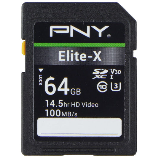 PNY 64GB Elite-X SDXC Flash Memory Card - Class 10 USH-I U3 V30 (100MB/s) Digital Camera - Memory Cards PNY - Simple Cell Bulk Wholesale Pricing - USA Seller