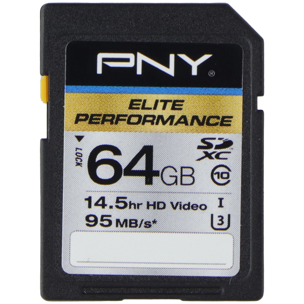 PNY 64GB Elite Performance SDXC Flash Memory Card - Class 10 USH-I U3 (95MB/s) Digital Camera - Memory Cards PNY - Simple Cell Bulk Wholesale Pricing - USA Seller