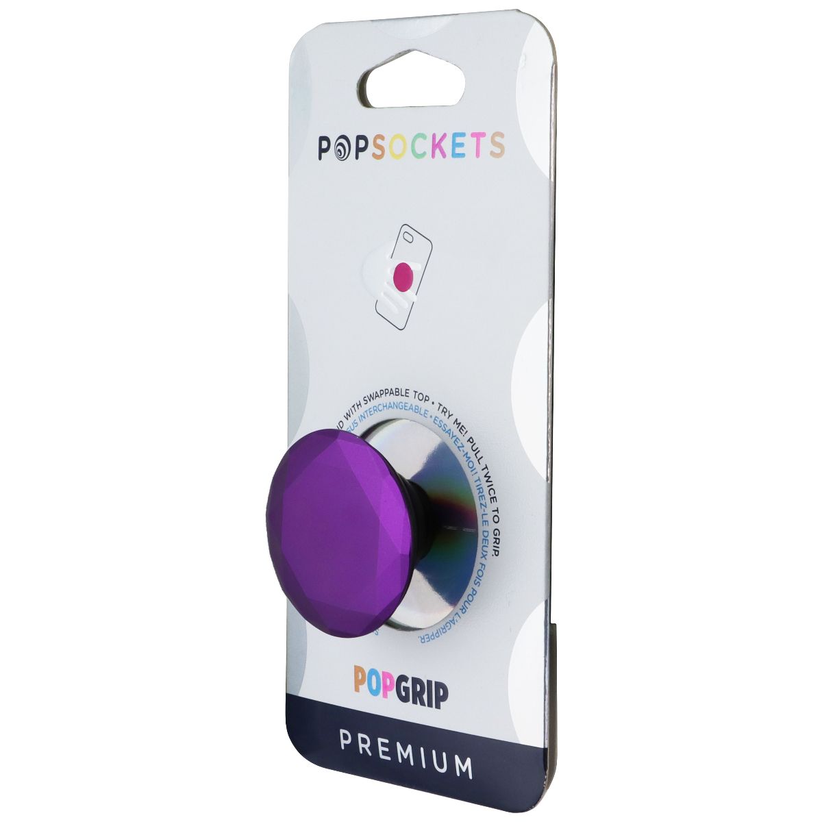 PopSockets PopGrip Phone Grip & Stand with Swappable Top - Diamond Mystic Violet