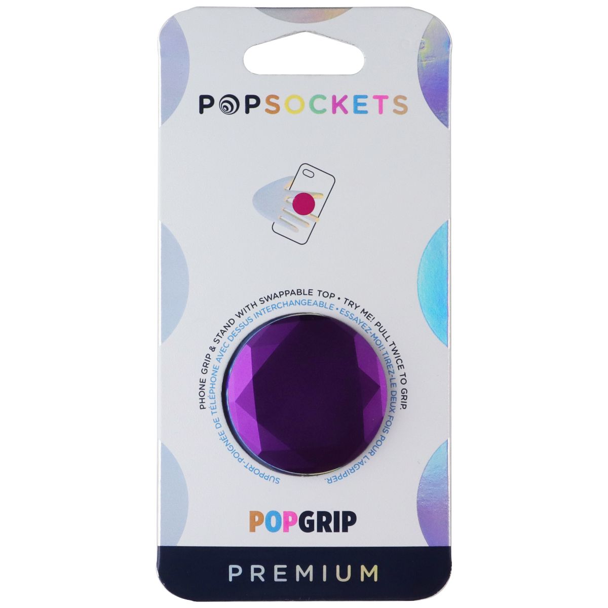 PopSockets PopGrip Phone Grip & Stand with Swappable Top - Diamond Mystic Violet