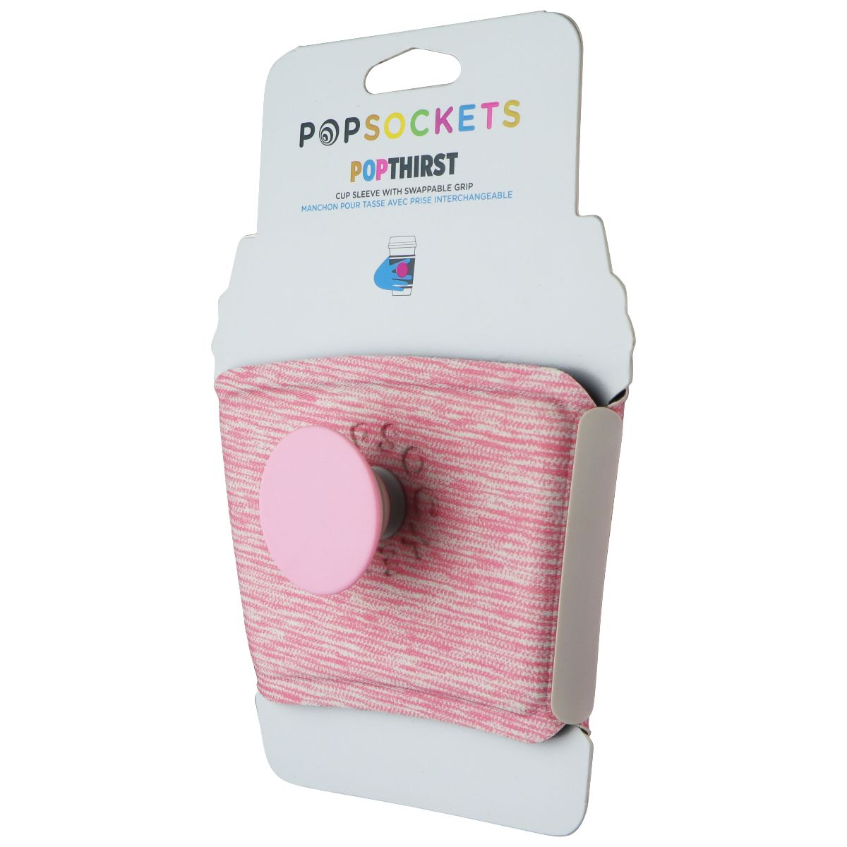 PopSockets PopThirst Cup Sleeve with Swappable Grip - Macaron Pink Melange Cell Phone - Mounts & Holders PopSockets - Simple Cell Bulk Wholesale Pricing - USA Seller