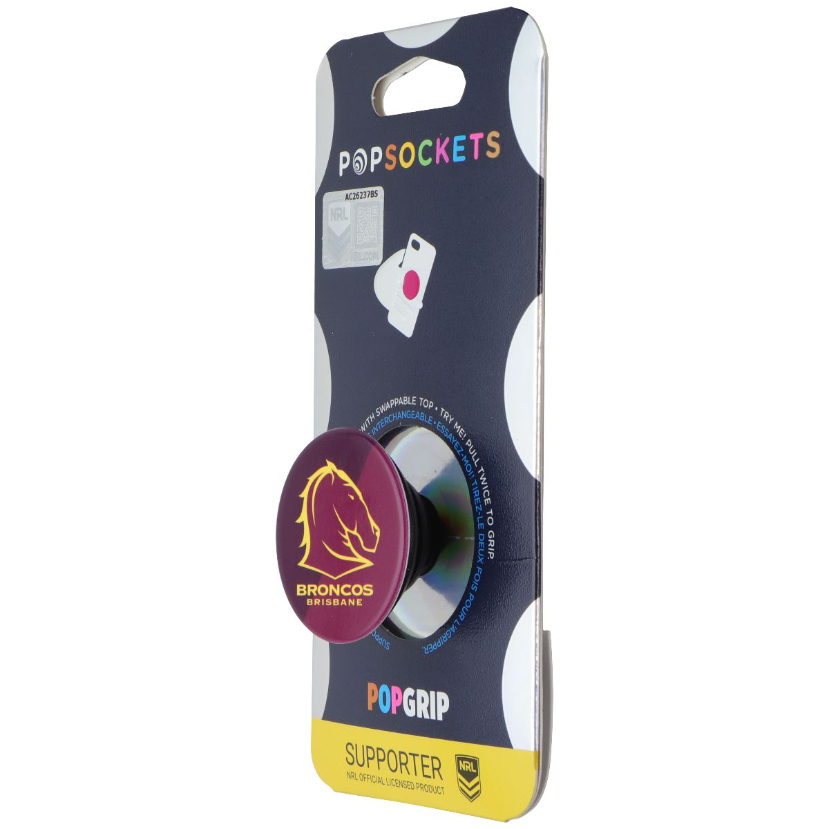 PopSockets PopGrip Expanding Stand Grip w/ Swappable Top - NRL Brisbane Broncos Cell Phone - Mounts & Holders PopSockets - Simple Cell Bulk Wholesale Pricing - USA Seller