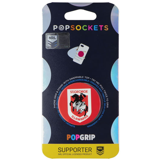 PopSockets PopGrip Stand & Grip with Swap Top - St. George Illawarra Dragons Cell Phone - Mounts & Holders PopSockets - Simple Cell Bulk Wholesale Pricing - USA Seller