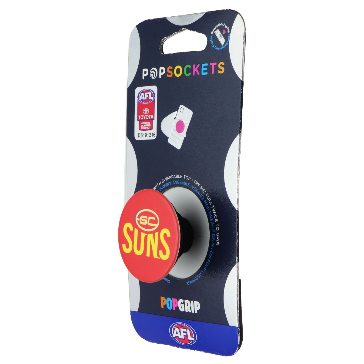 PopSockets PopGrip Expanding Stand Grip w/Swappable Top - AFL Gold Coast Suns Cell Phone - Mounts & Holders PopSockets - Simple Cell Bulk Wholesale Pricing - USA Seller
