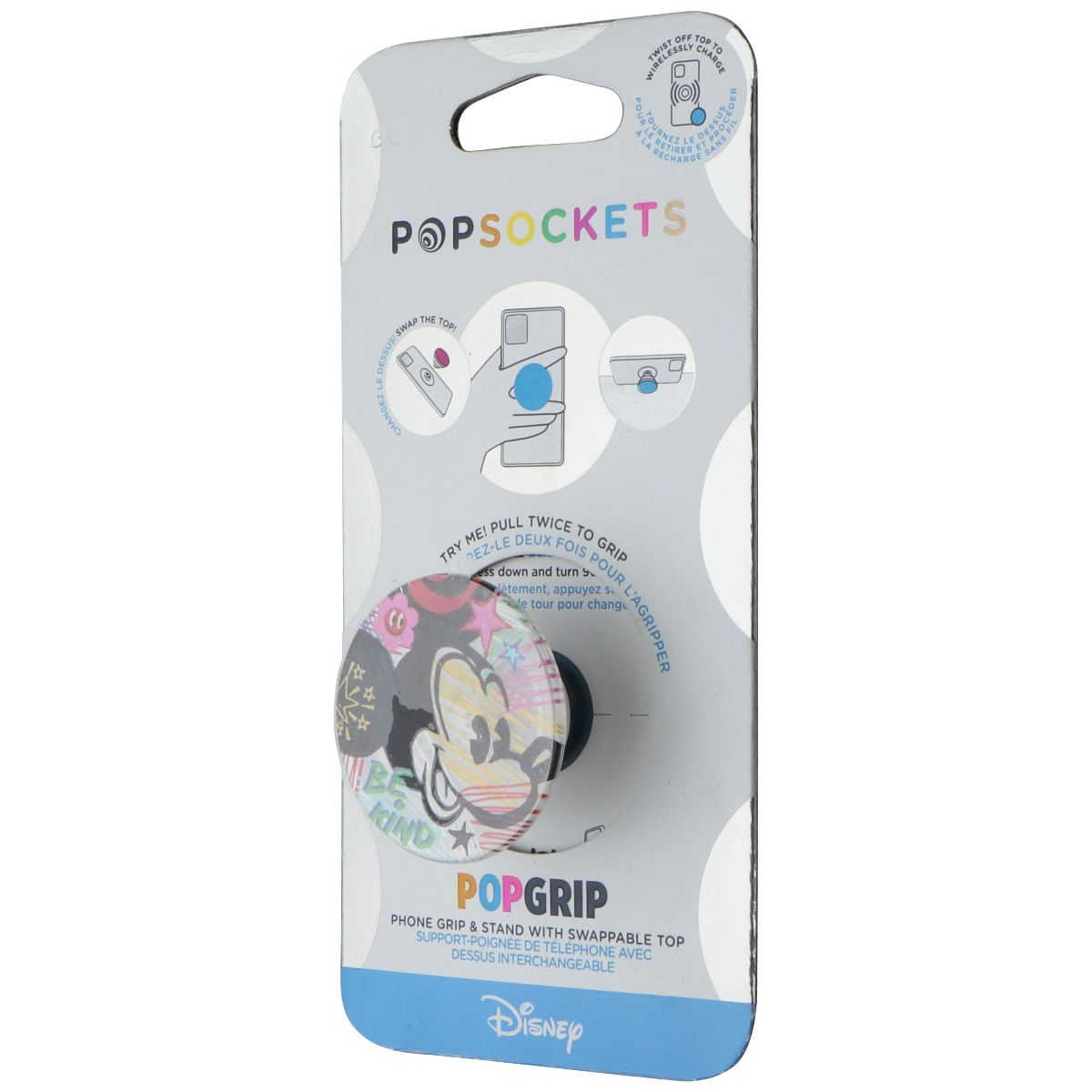 PopSockets Disney PopGrip Phone Grip and Stand w/Swappable Top - Mickey Be Kind Cell Phone - Mounts & Holders PopSockets - Simple Cell Bulk Wholesale Pricing - USA Seller