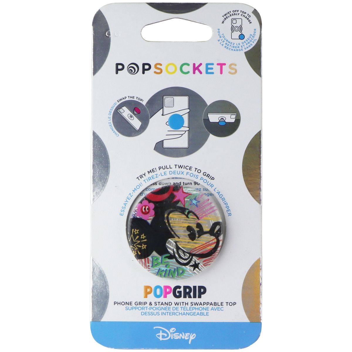 PopSockets Disney PopGrip Phone Grip and Stand w/Swappable Top - Mickey Be Kind Cell Phone - Mounts & Holders PopSockets - Simple Cell Bulk Wholesale Pricing - USA Seller