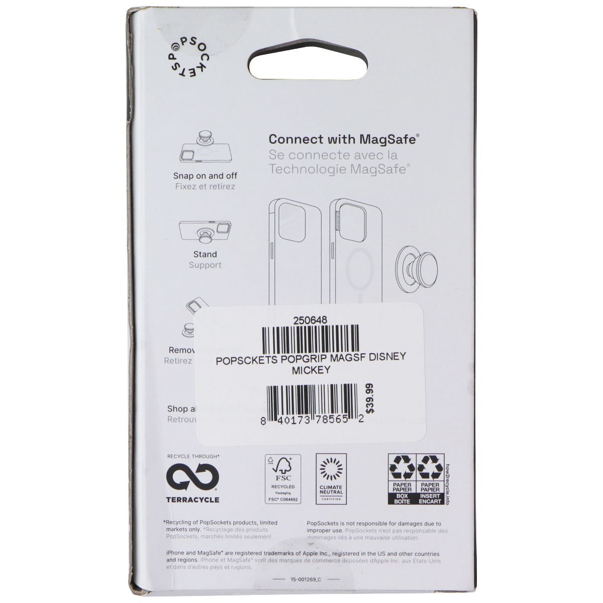 PopSockets Disney Magnetic Phone Grip & Stand for MagSafe - Enamel Mickey Mouse Cell Phone - Mounts & Holders PopSockets - Simple Cell Bulk Wholesale Pricing - USA Seller