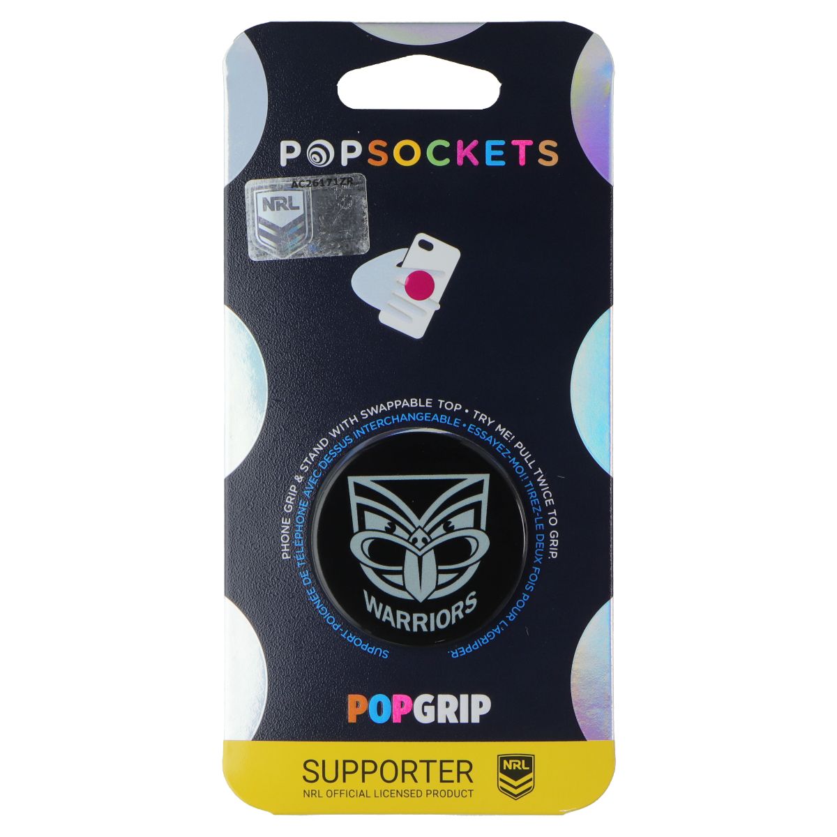 PopSockets PopGrip Expanding Stand Grip w/ Swappable Top - NRL NZ Warriors Cell Phone - Mounts & Holders PopSockets - Simple Cell Bulk Wholesale Pricing - USA Seller