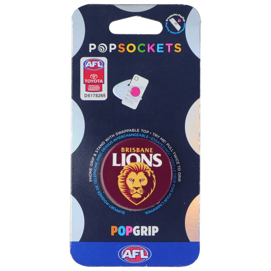 PopSockets PopGrip Expanding Stand Grip w/ Swappable Top - AFL Brisbane Lions Cell Phone - Mounts & Holders PopSockets - Simple Cell Bulk Wholesale Pricing - USA Seller