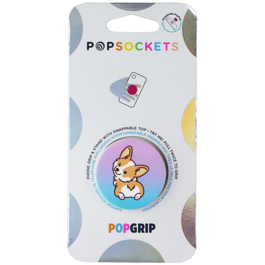 PopSockets PopGrip Holder & Stand with Swappable Top - Cheeky Corgi Cell Phone - Mounts & Holders PopSockets - Simple Cell Bulk Wholesale Pricing - USA Seller