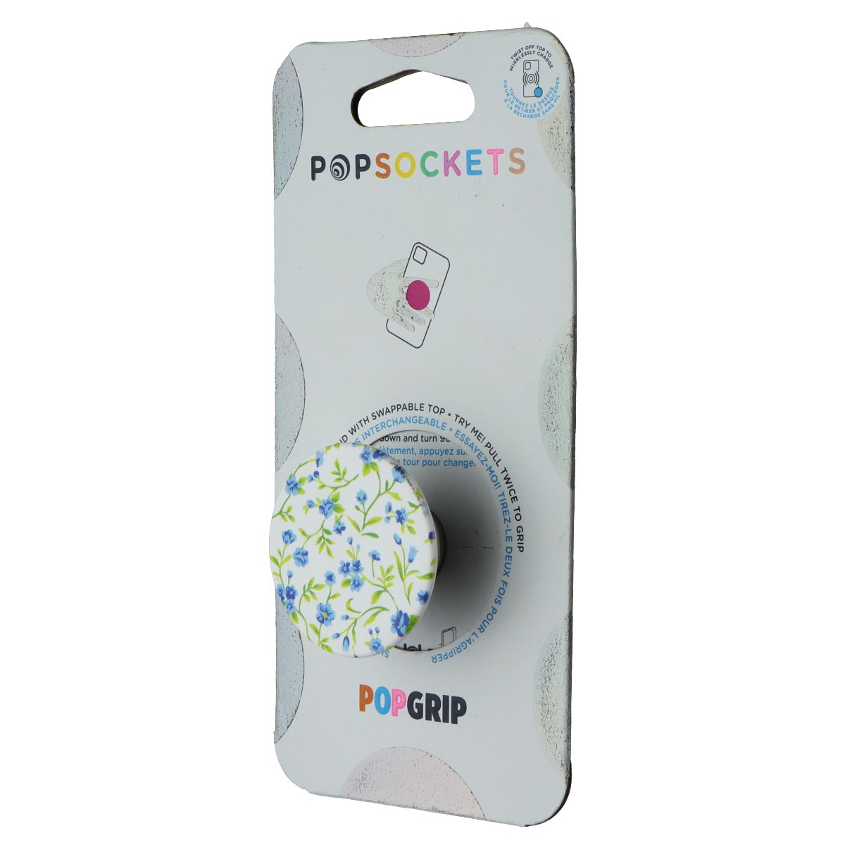 PopSockets PopGrip Swappable Grip and Stand for Phones/Tablets - Blue Ditsy Cell Phone - Mounts & Holders PopSockets - Simple Cell Bulk Wholesale Pricing - USA Seller