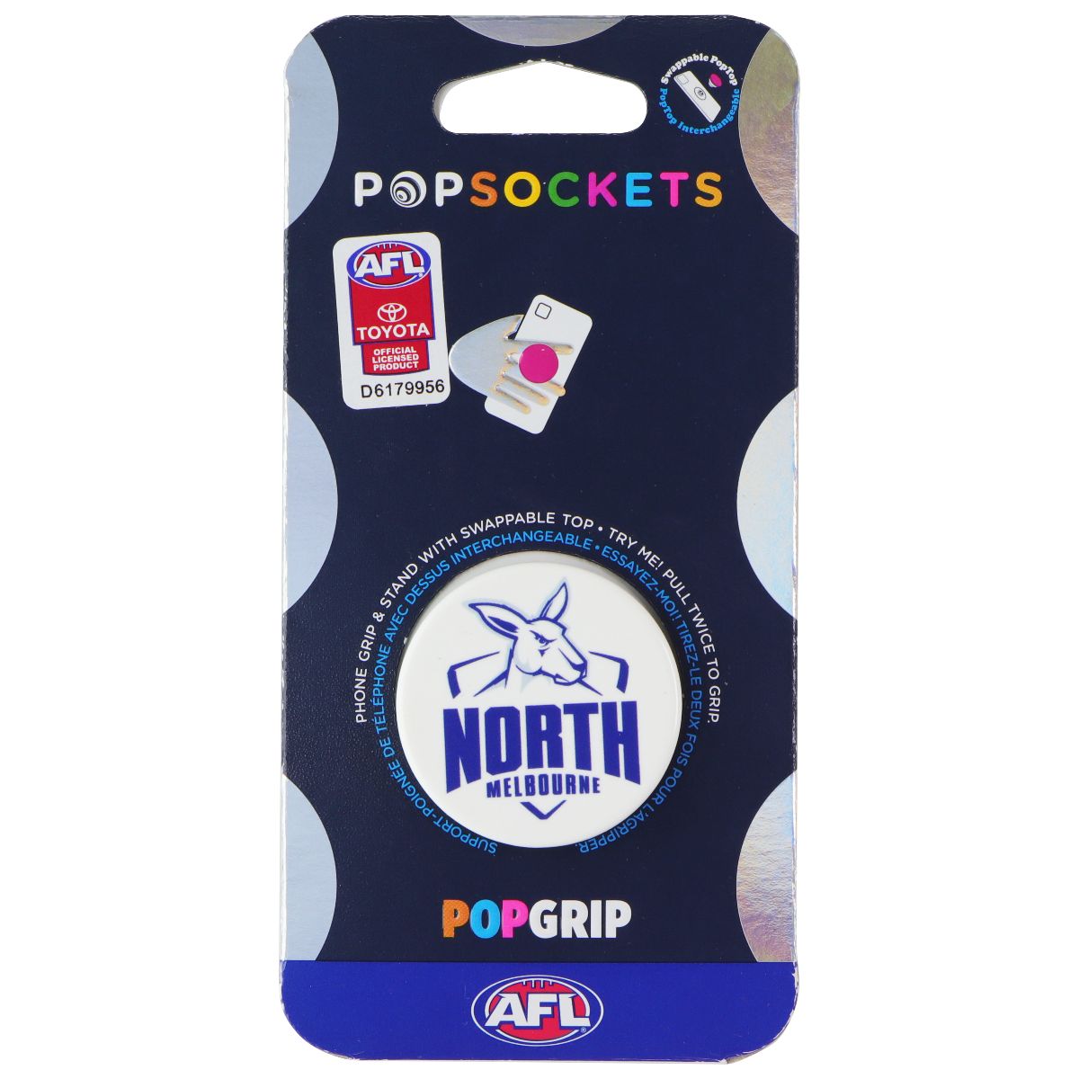PopSockets PopGrip Expanding Stand Grip w/ Swap Top - AFL North Melbourne FC Cell Phone - Mounts & Holders PopSockets - Simple Cell Bulk Wholesale Pricing - USA Seller