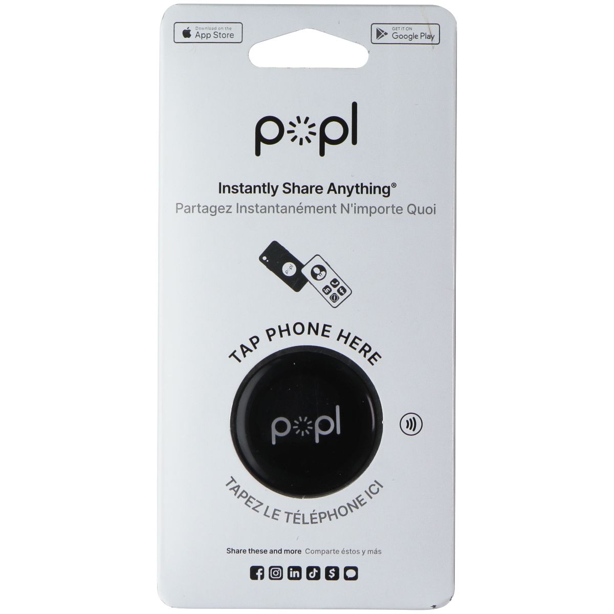popl Flat Dot Digital Business Card Phone Tag - Black Cell Phone - Other Accessories popl - Simple Cell Bulk Wholesale Pricing - USA Seller