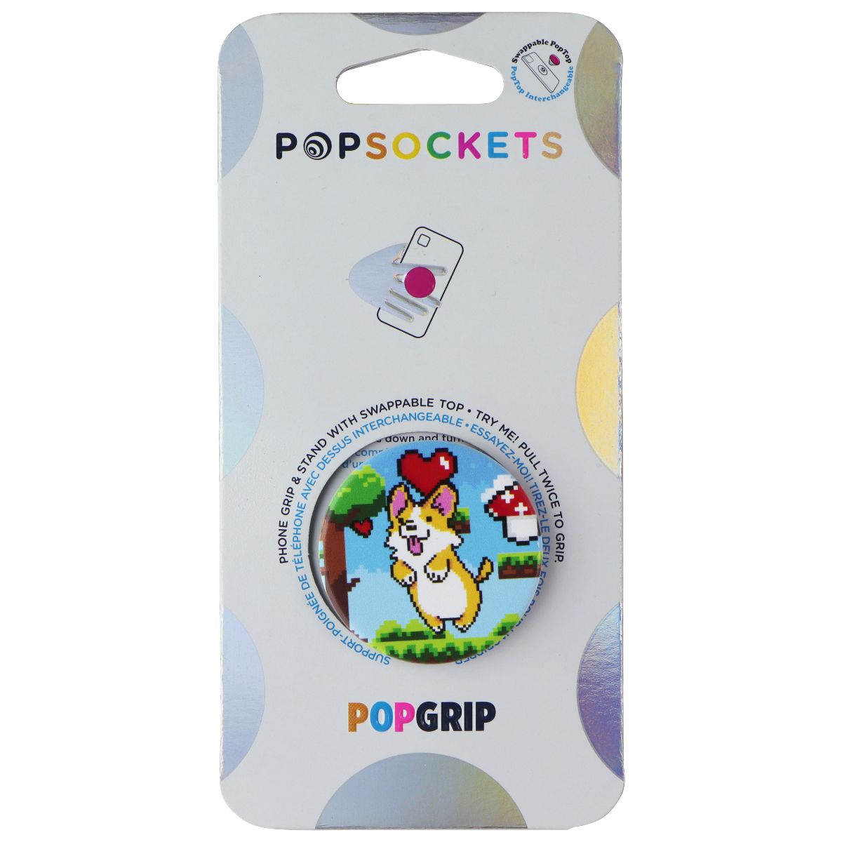 PopSockets PopGrip Holder & Stand with Swappable Top - CorgiBit Cell Phone - Mounts & Holders PopSockets - Simple Cell Bulk Wholesale Pricing - USA Seller