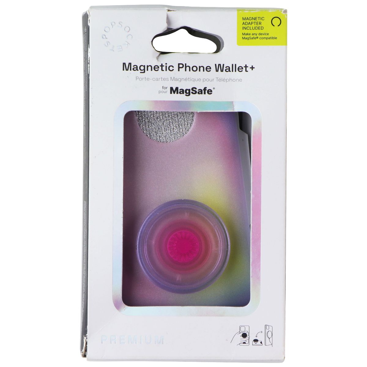 PopSockets Magnetic Phone Wallet+ with Adapter Ring for MagSafe - Aura (V1) Cell Phone - Mounts & Holders PopSockets - Simple Cell Bulk Wholesale Pricing - USA Seller