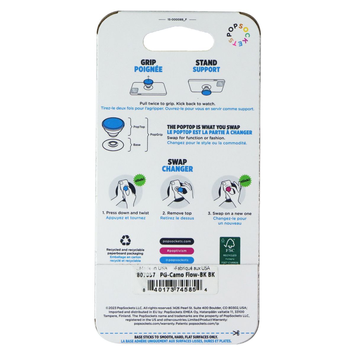 PopSockets PopGrip Swappable Grip & Stand - Camo Flow Cell Phone - Mounts & Holders PopSockets - Simple Cell Bulk Wholesale Pricing - USA Seller