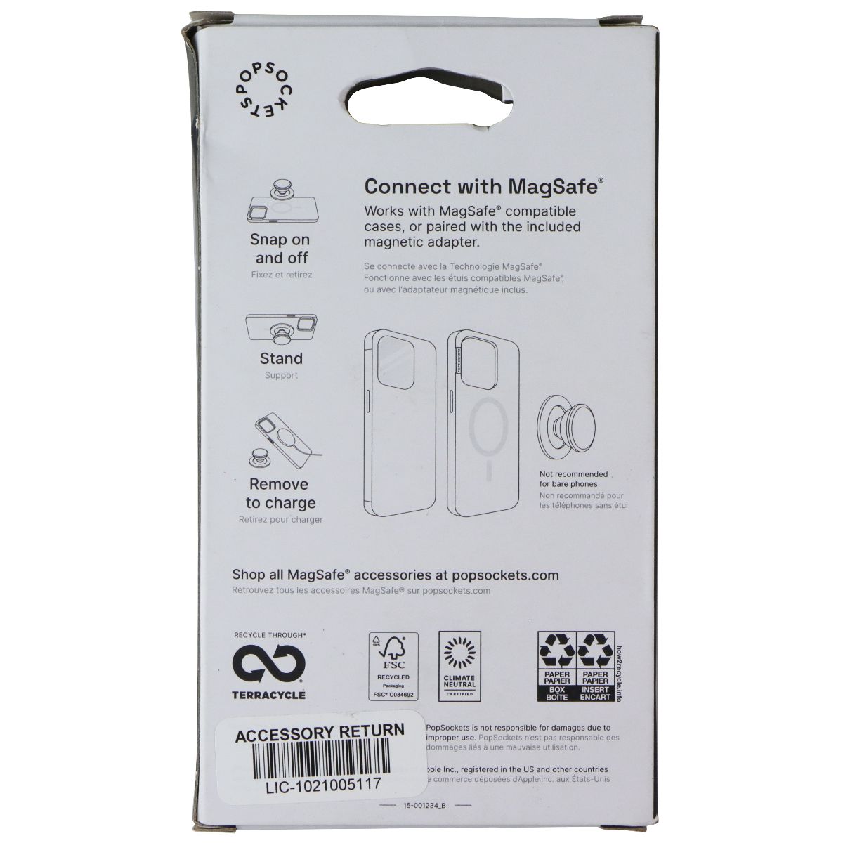 PopSockets Magnetic Phone Grip and Stand for MagSafe - Clay Cell Phone - Mounts & Holders PopSockets - Simple Cell Bulk Wholesale Pricing - USA Seller