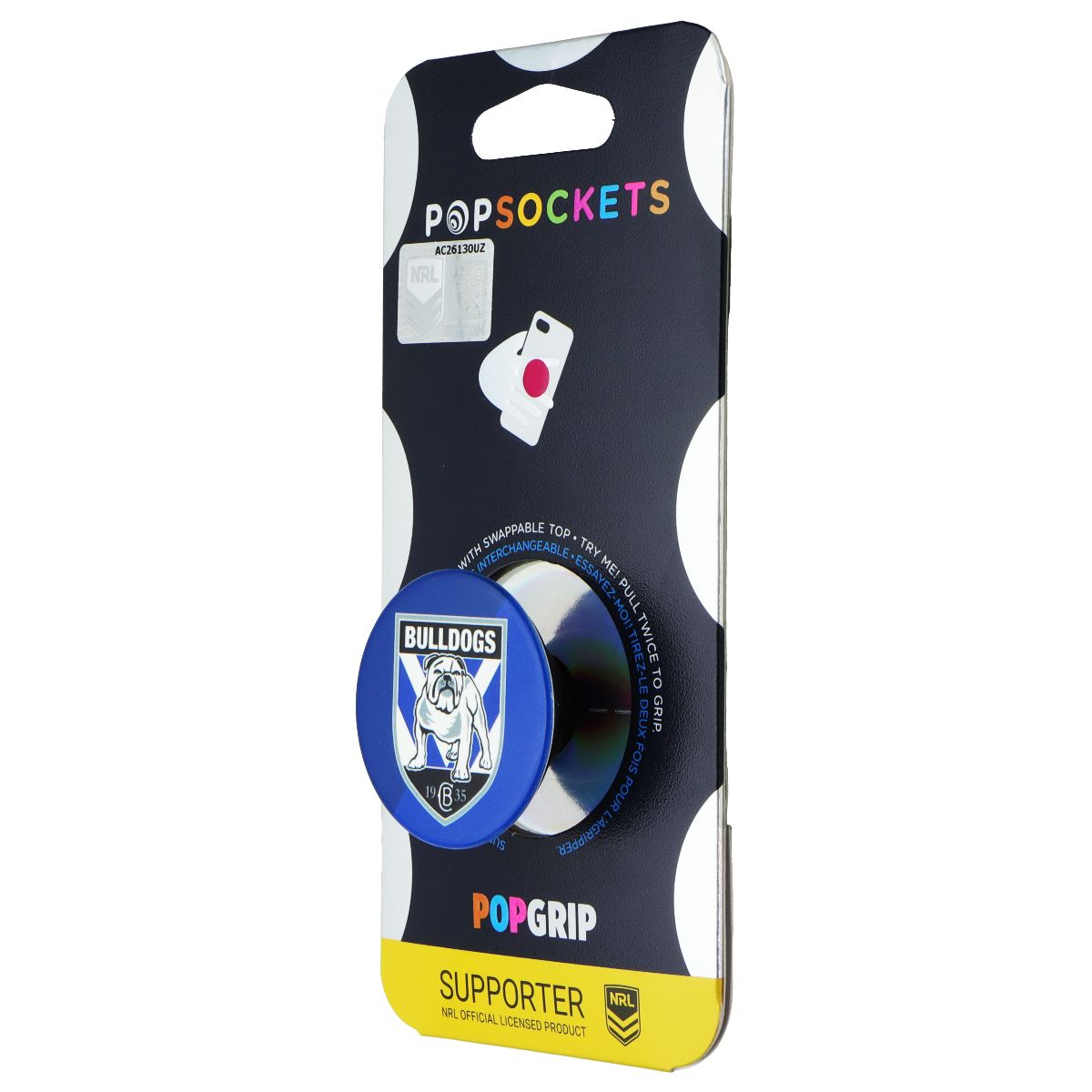 PopSockets PopGrip Expanding Stand Grip w/ Swap Top - NRL Canterbury Bulldogs Cell Phone - Mounts & Holders PopSockets - Simple Cell Bulk Wholesale Pricing - USA Seller