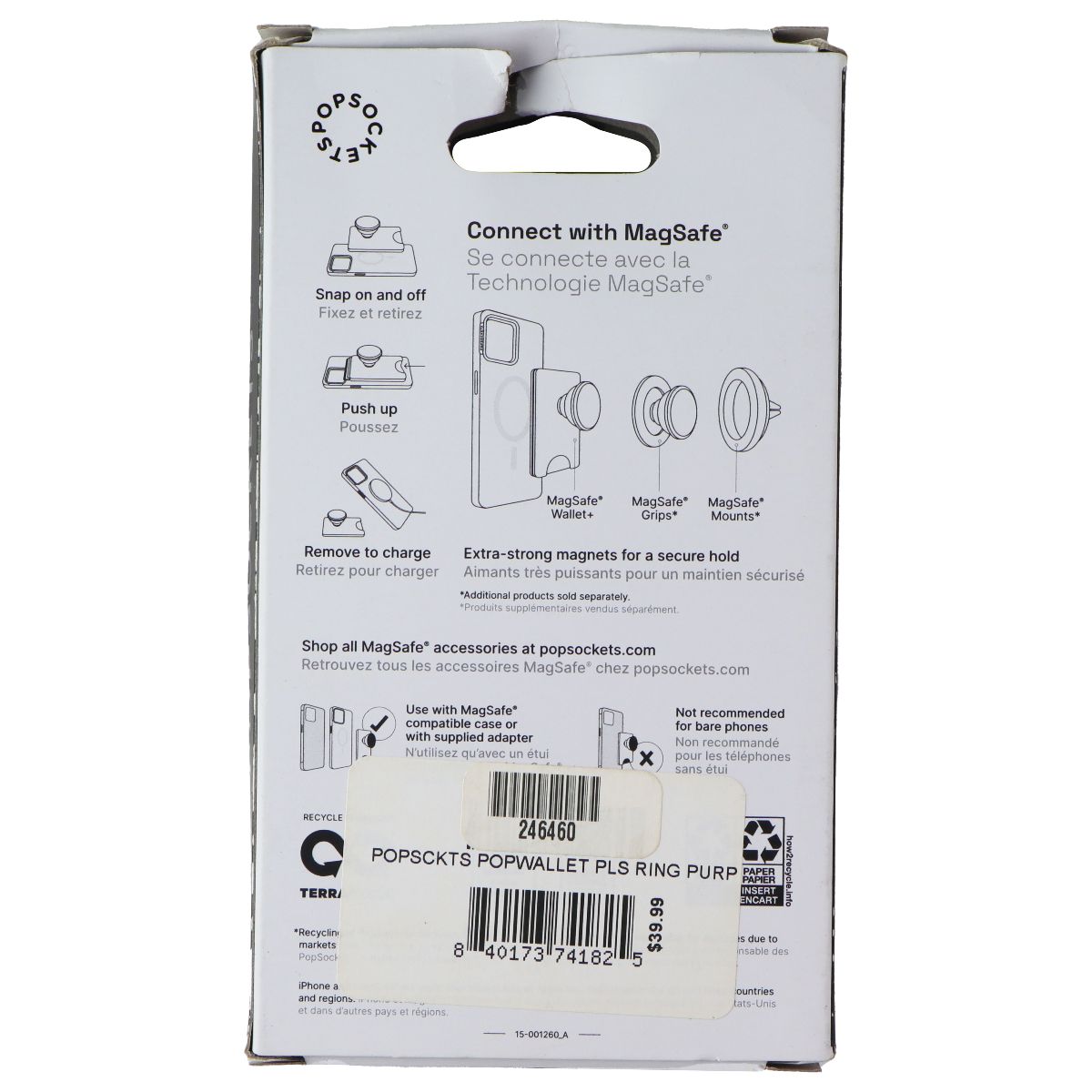 PopSockets Magnetic Phone Wallet+ w/Adapter Ring for MagSafe - Deep Periwinkle Cell Phone - Mounts & Holders PopSockets - Simple Cell Bulk Wholesale Pricing - USA Seller