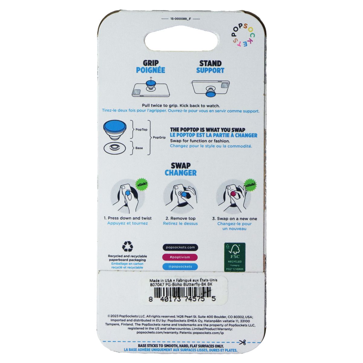 PopSockets PopGrip Swappable Grip & Stand - Boho Butterfly Cell Phone - Mounts & Holders PopSockets - Simple Cell Bulk Wholesale Pricing - USA Seller