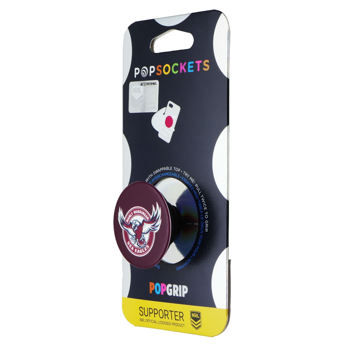PopSockets PopGrip Expanding Stand Grip w/ Swappable Top - NRL M.W Sea Eagles Cell Phone - Mounts & Holders PopSockets - Simple Cell Bulk Wholesale Pricing - USA Seller