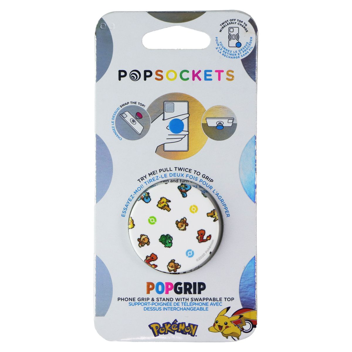 PopSockets PopGrip Expanding Stand Grip w/ Swappable Top - Pokemon Pixel Cell Phone - Mounts & Holders PopSockets - Simple Cell Bulk Wholesale Pricing - USA Seller